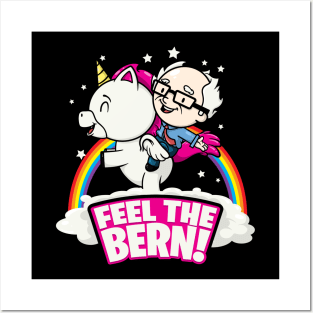 Bernie Sanders Feel The Burn Unicorn Rainbow Cartoon Posters and Art